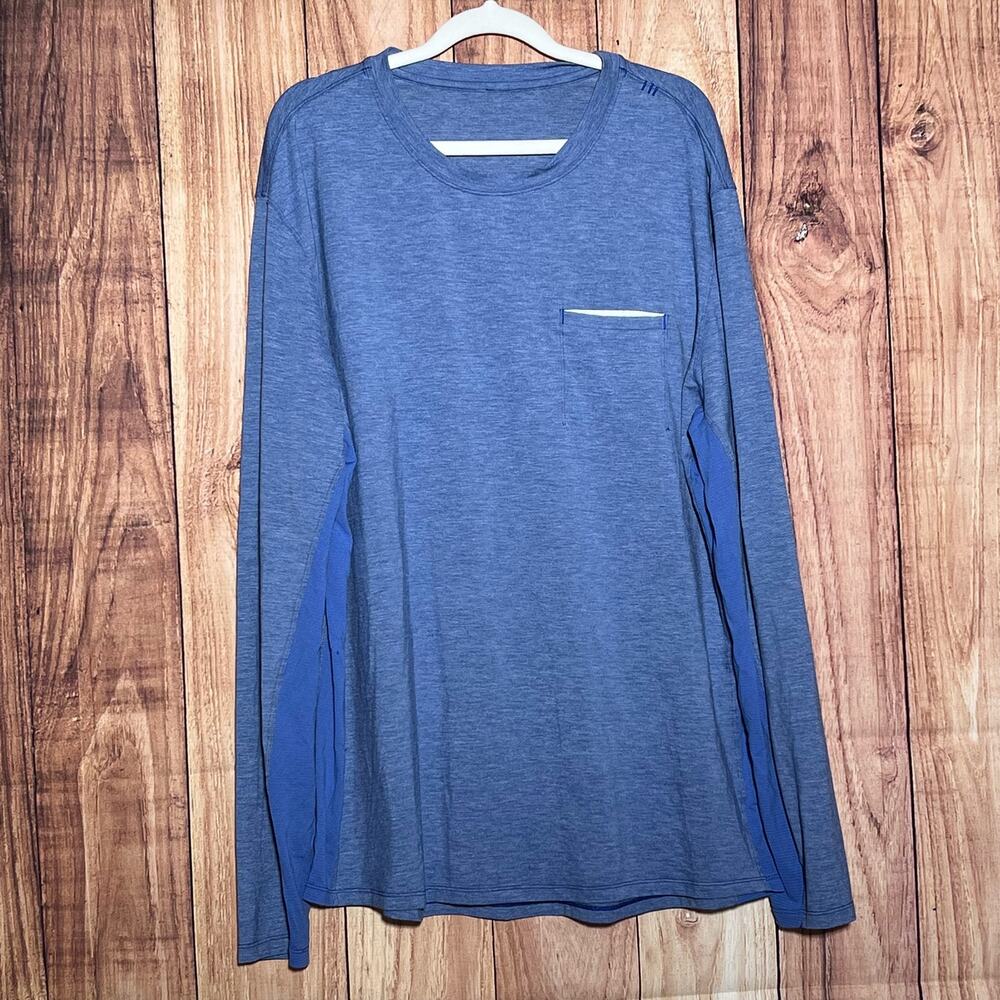 Lululemon Technical Long Sleeve Pocket Crew Neck Tee Blue Mens Size XXL Techwear